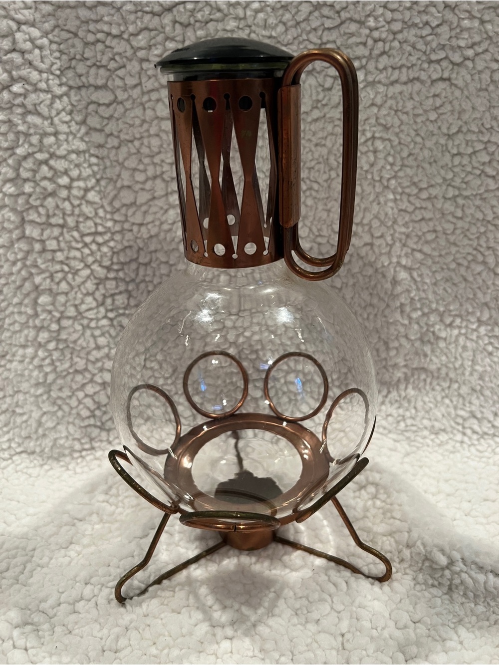 Mid Century Pyrex 12 Cup Coffee Server w/ Candle Warmer, Vintage MCM